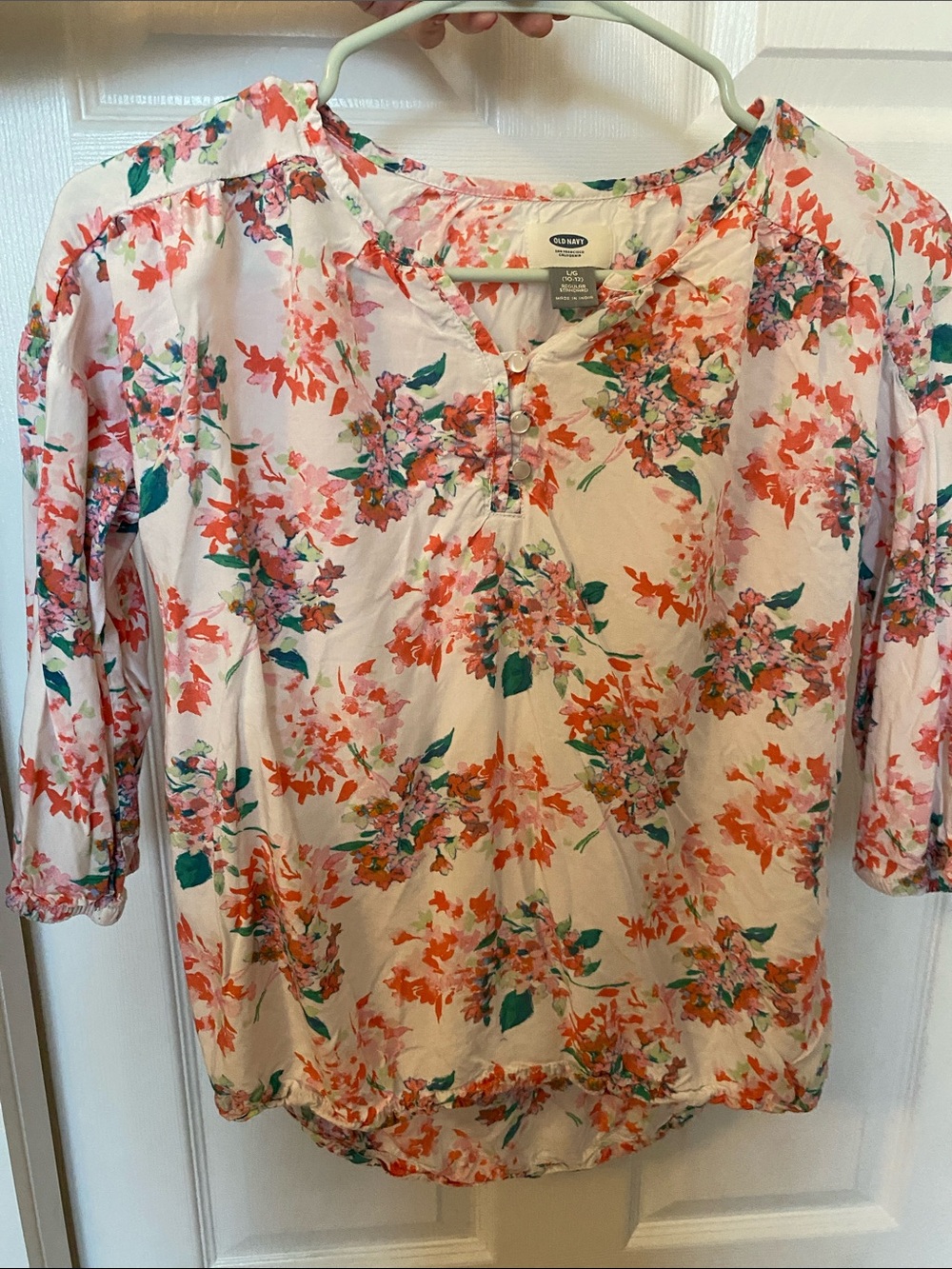Old Navy Pink Floral Button-Neck Girl’s Blouse